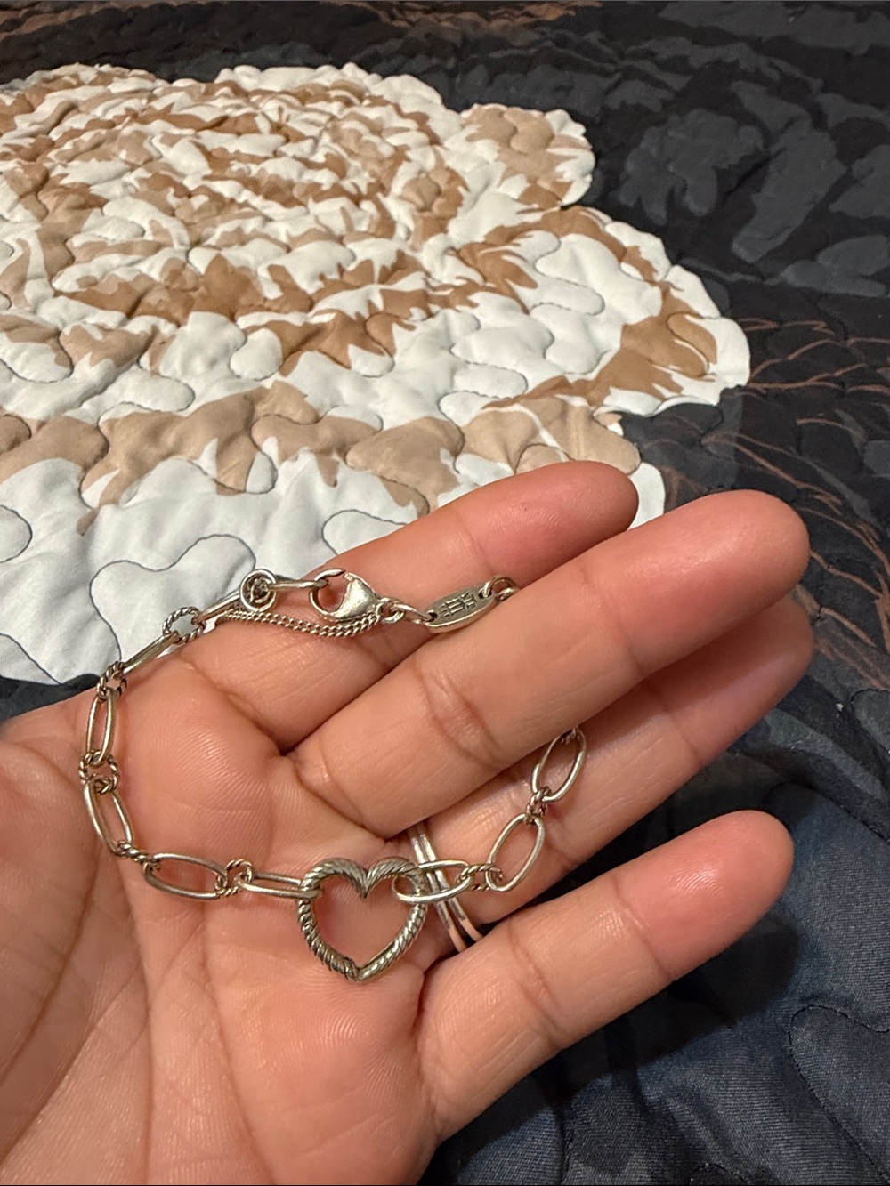 James Avery Silver Heart Link Bracelet with Textured Heart